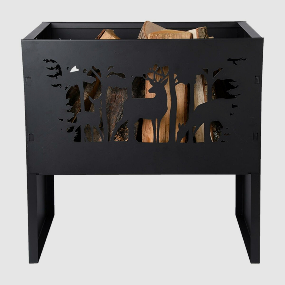 Lovergreen Outdoor Motiv Rechteckiges Kohlenbecken-Hirschmuster - Baustahl