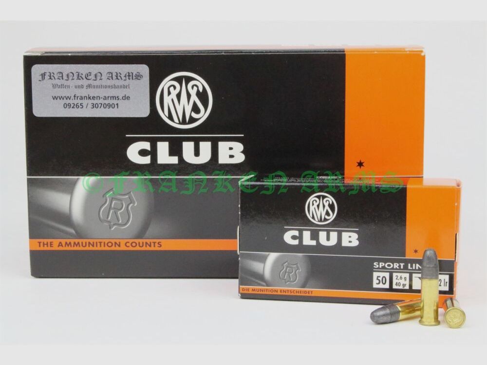 RWS Club .22 l.r. 40gr. 2.6g 50 pieces quantity discounts