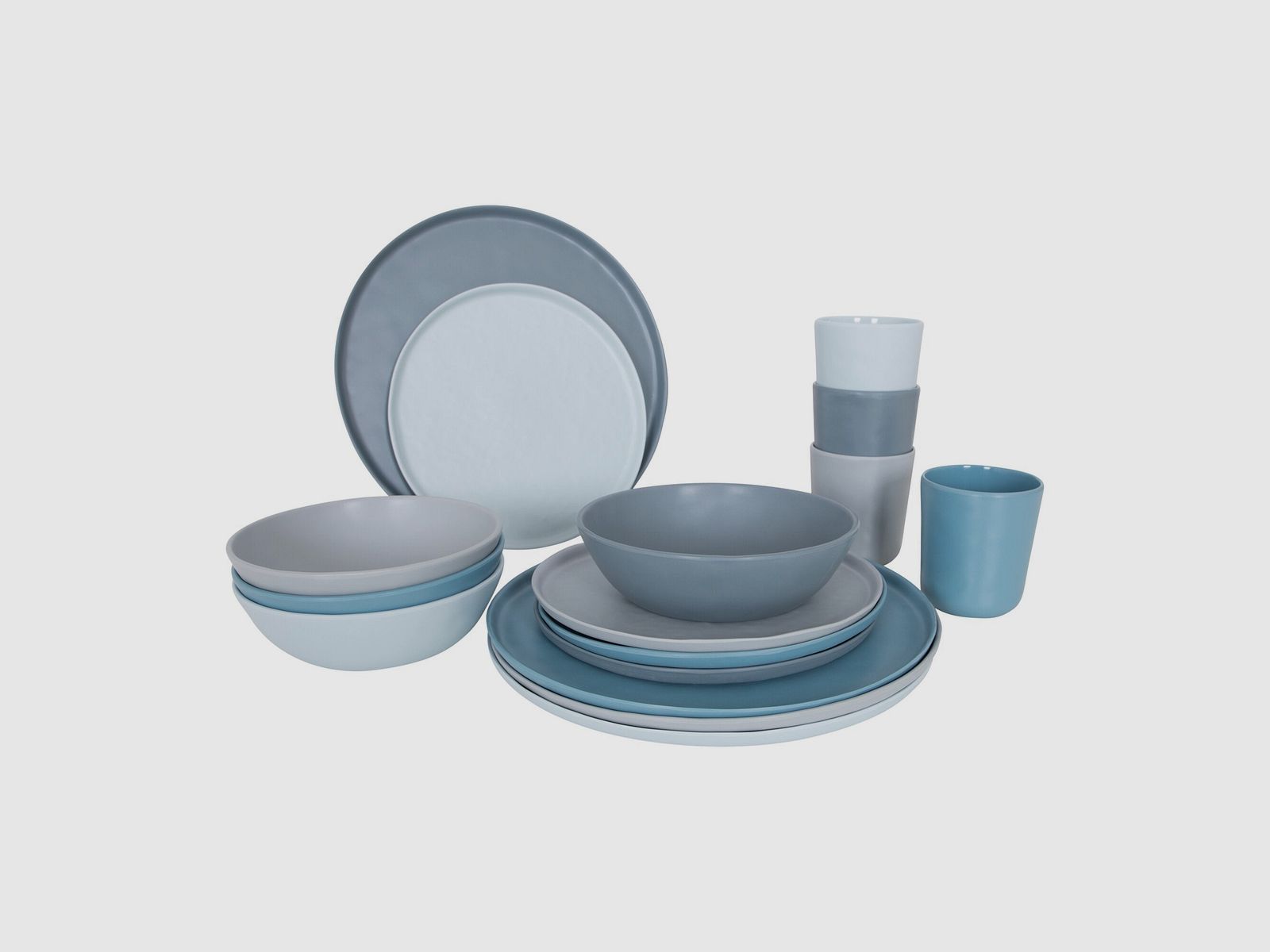 Molvadite Dinner Set, 16-piece, blue/grey, image 2 of 4