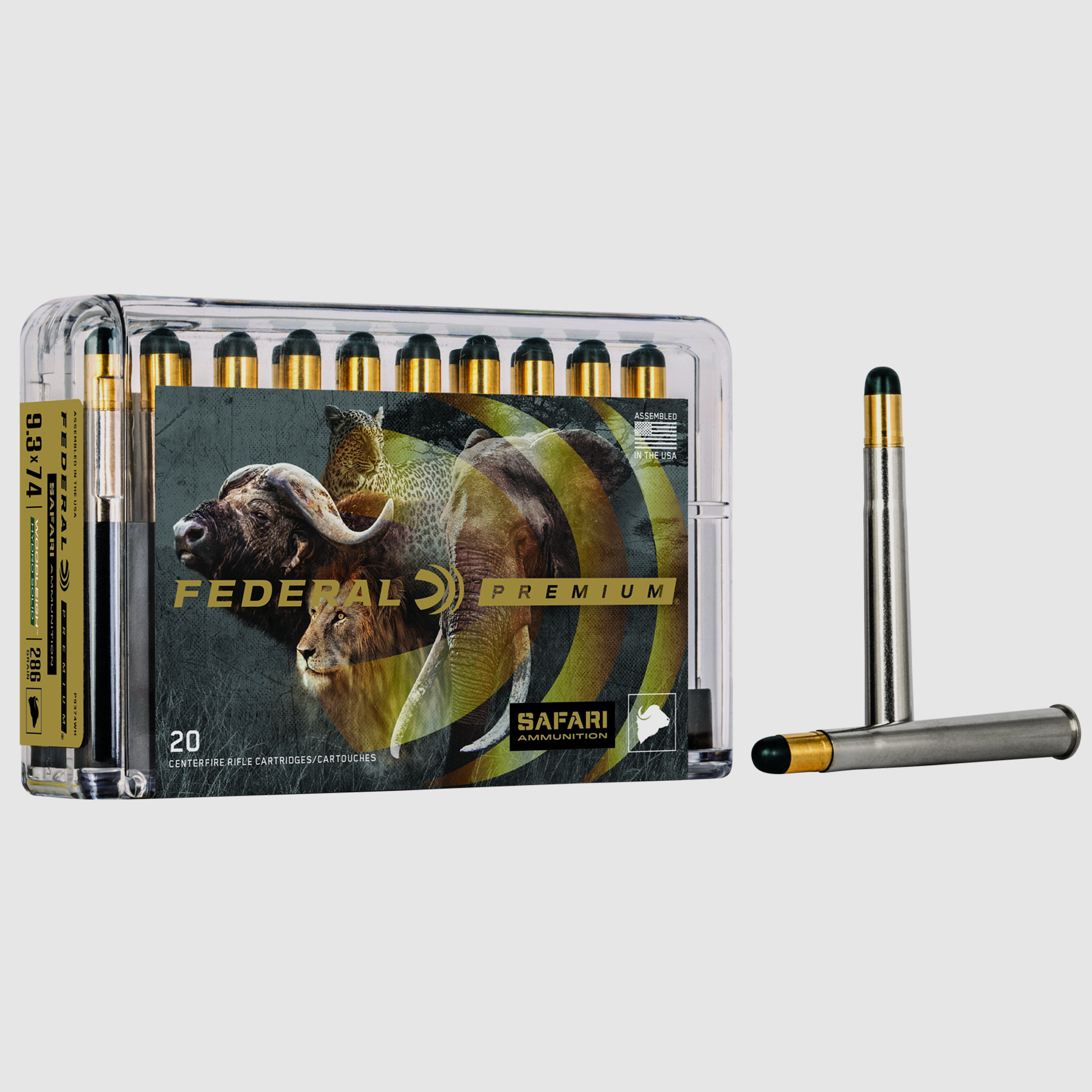 Federal Munición de Rifle Premium 9,3 x 74 R 18,5g Woodleigh Hydro Solid Cape Shok