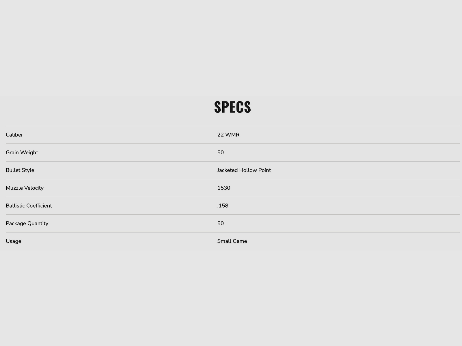 Federal Ammunition 303757 PEQUEÑO JUEGO .22 WMR 50gr JHP 50 cartuchos