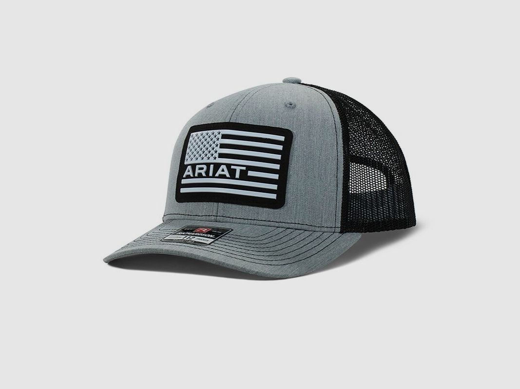 Ariat Herren Cap USA Flag Patch Logo Grey