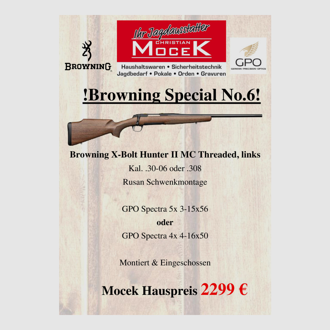 Browning X-Bolt Hunter II MC Threaded, mit GPO Spectra, links