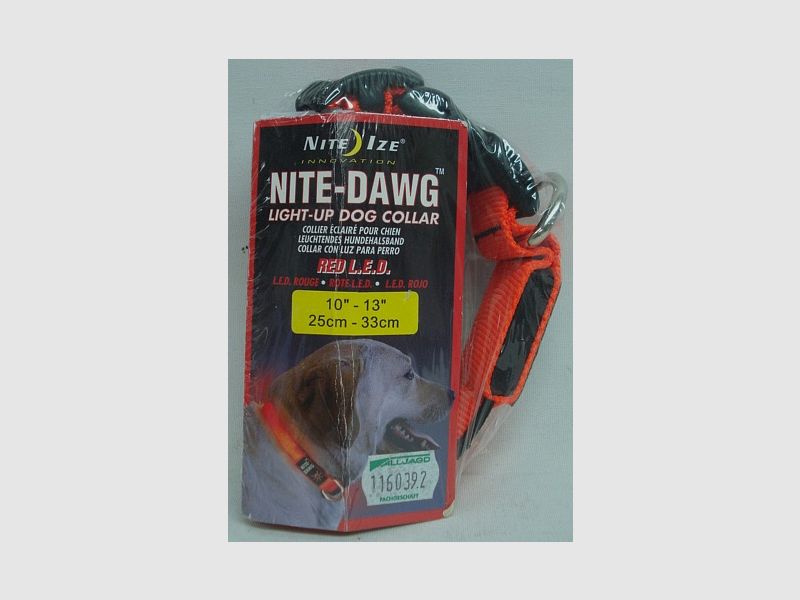 NiteIze Halsband orange - mit rotem LED, Gr. 25-33cm