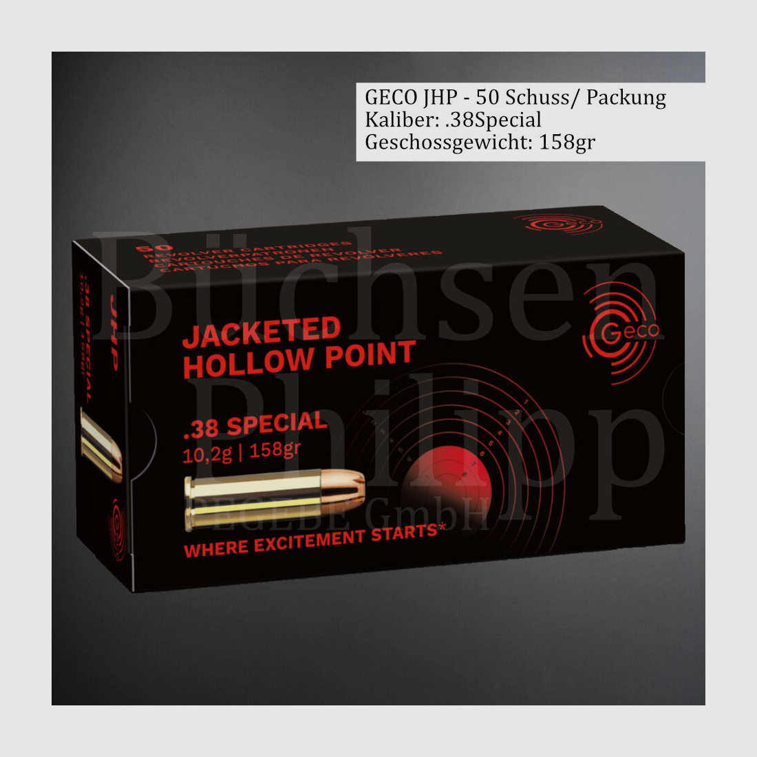 GECO	 .38Special 158gr Hohlspitz