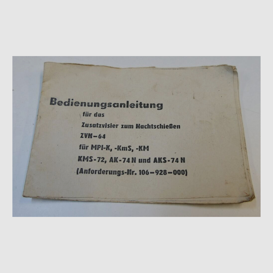 orginal DDR NVA AK 47 Nachtvisier Anleitung, für AK47, 7,62x39
