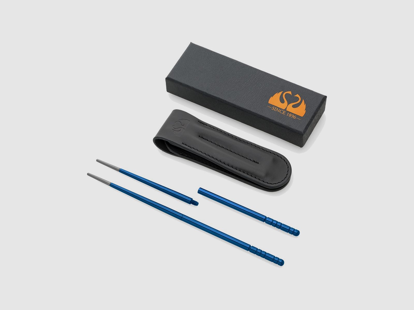Due Cigni - Premium Sushi-Stäbchen aus blau anodisiertem Titan mit Lederetui für ein einzigartiges gastronomisches Erlebnis, Bild 2 von 4
