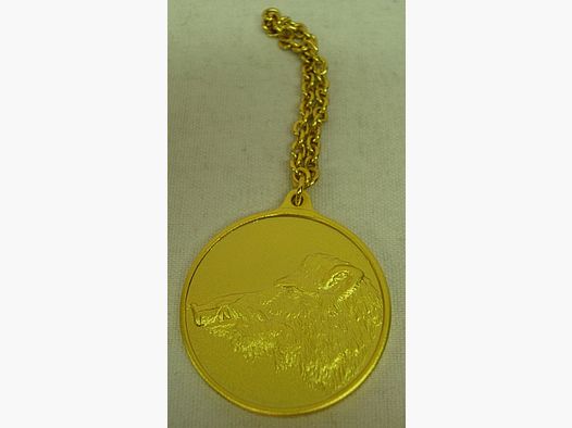Jagdmedaille Keilerkopf Gold - 40 mm mit Ring & Öse vergoldet