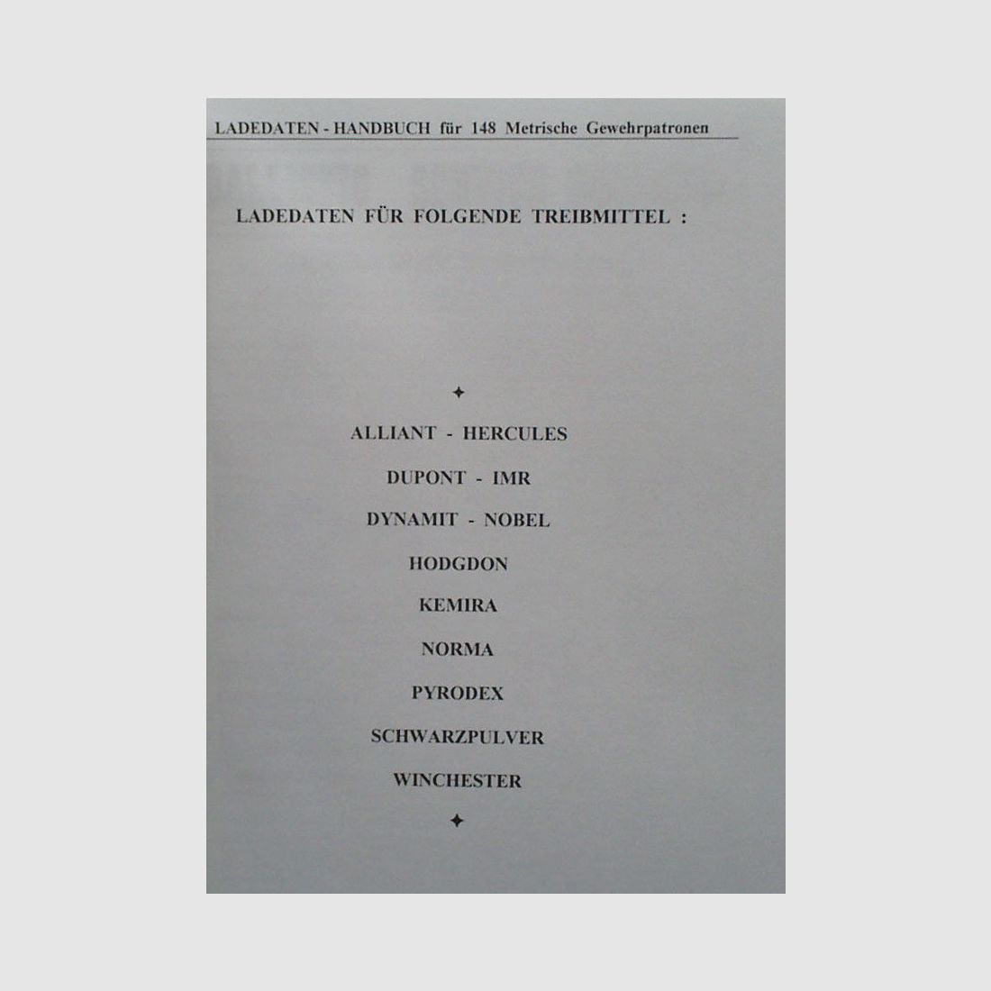 Dane ładowania podręcznika dla 148 metrycznych nabojów karabinowych