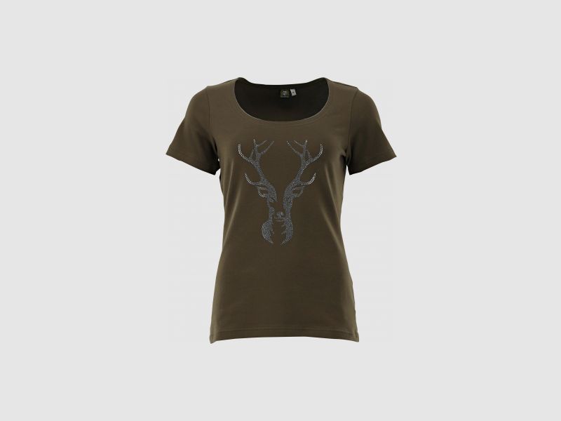 OS Trachten Damen T-Shirt Strass Hirsch | 2XL
