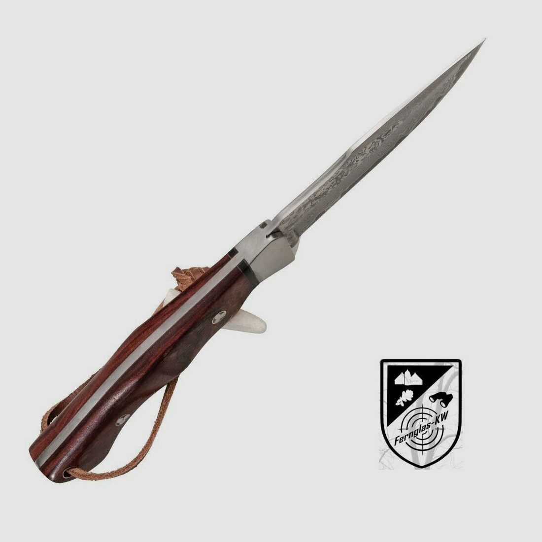 Cuchillo Parforce Damast Rotmilan con funda de cuero