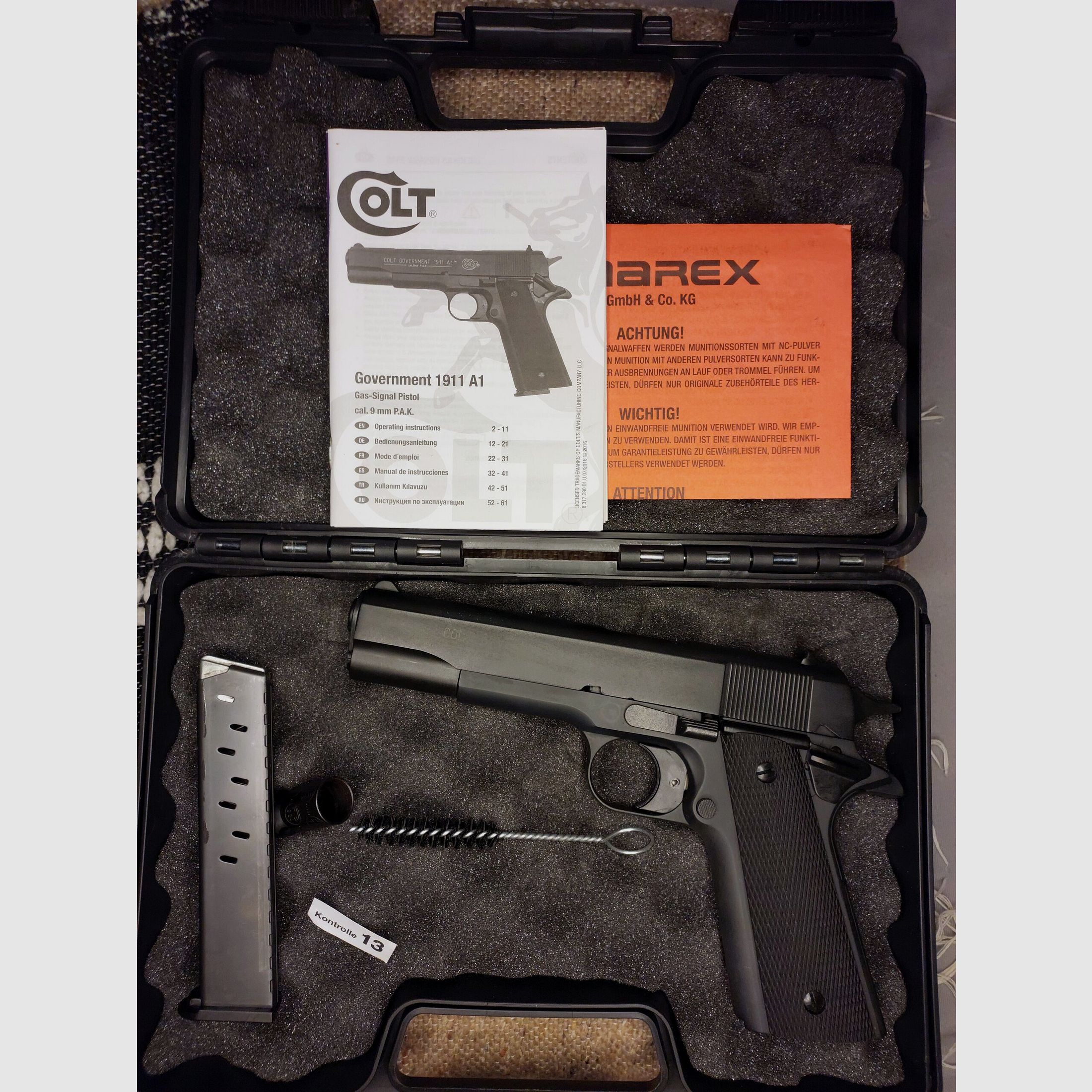 Colt Government 1911 A1 Schreckschuss pistool 9mm P.A.K. (PTB 774) als nieuw!
