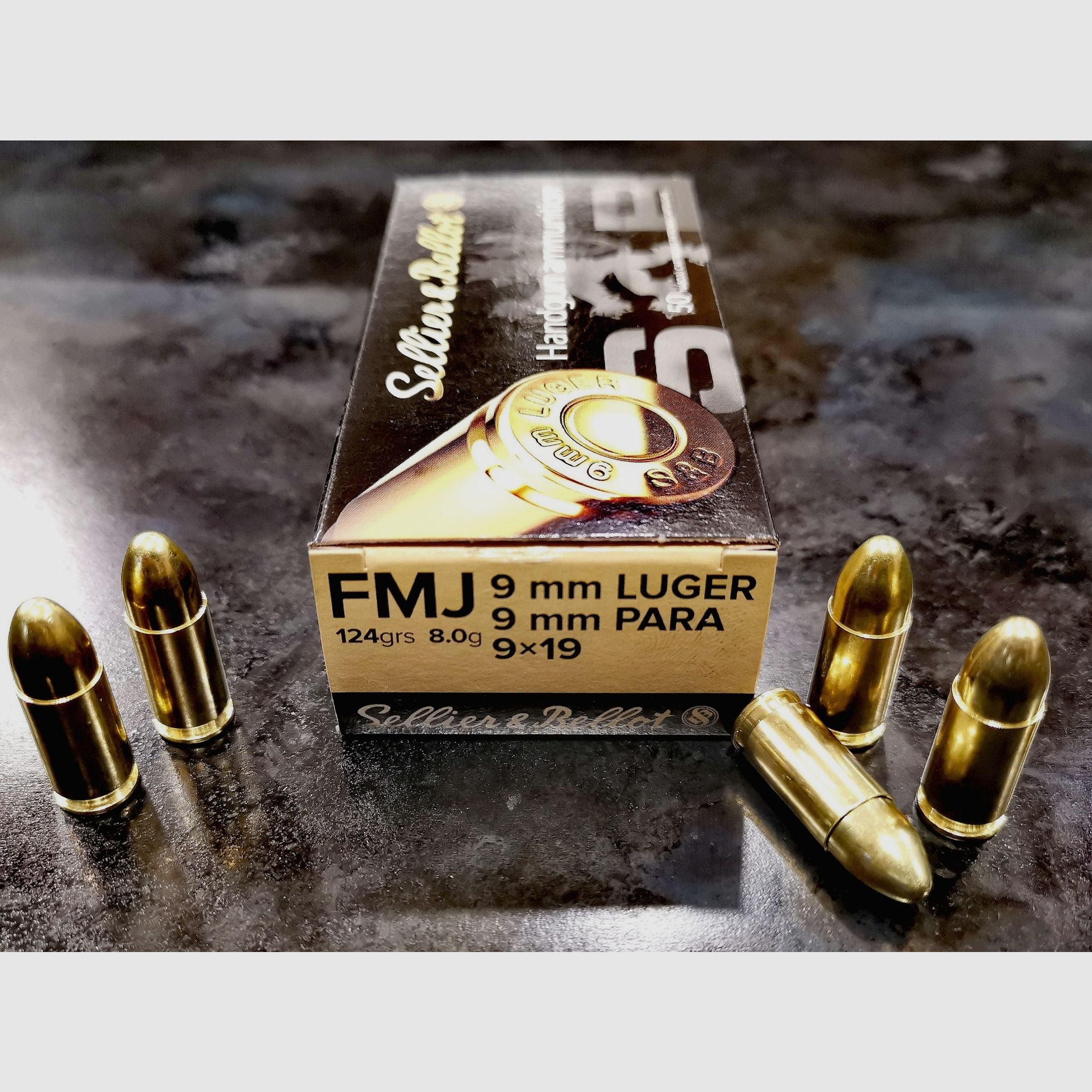 S&B 9mm Luger/9×19/9mm Para 124gr FMJ 1000Stk.