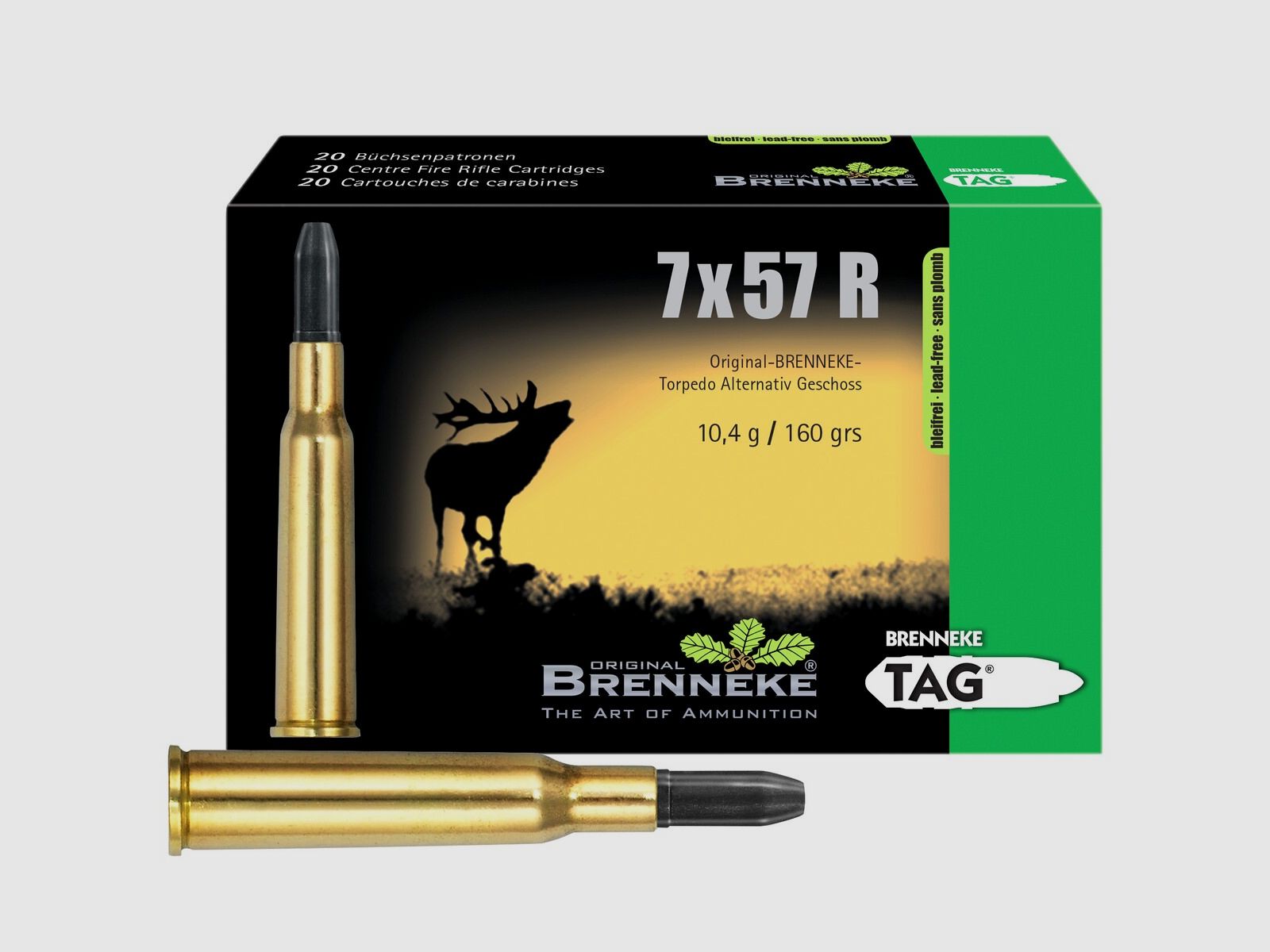 Brenneke 7x57R TAG bleifrei 10,4g/160grs. – 20 Stk.
