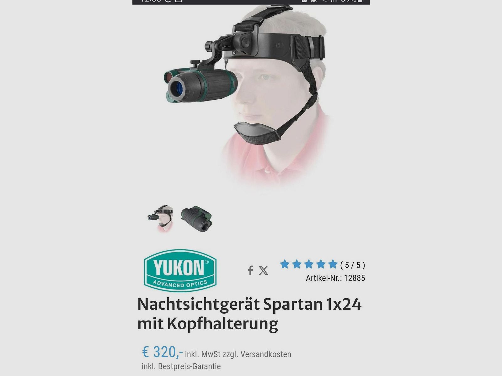 Yukon Nachtsicht mit Kopfhaltung Jagd Vorsatzgerät