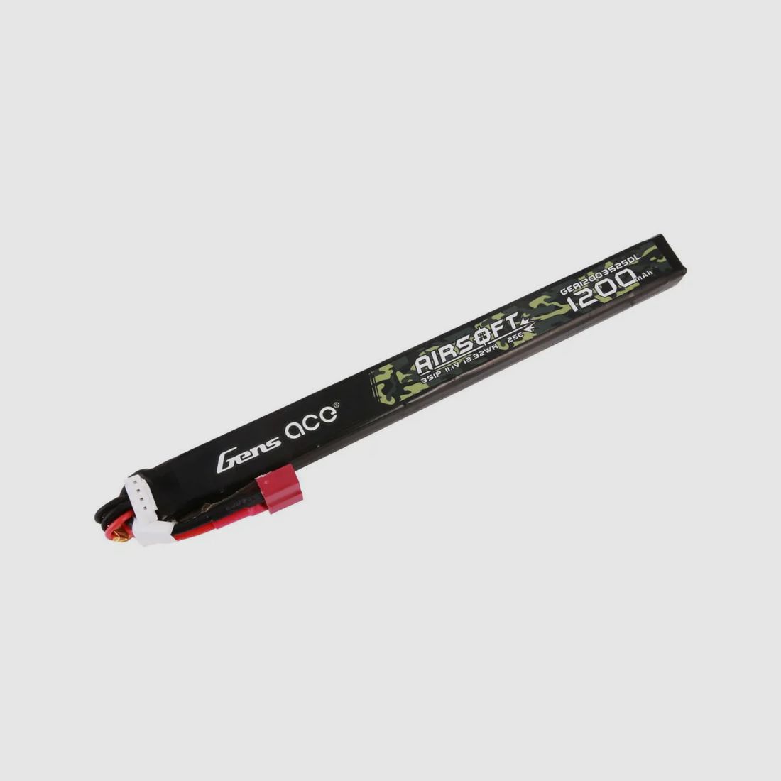 Gens Ace 25C 1200 mAh 3S1P 11.1 V Airsoft Gun Lipo Battery with T-Plug Long Size