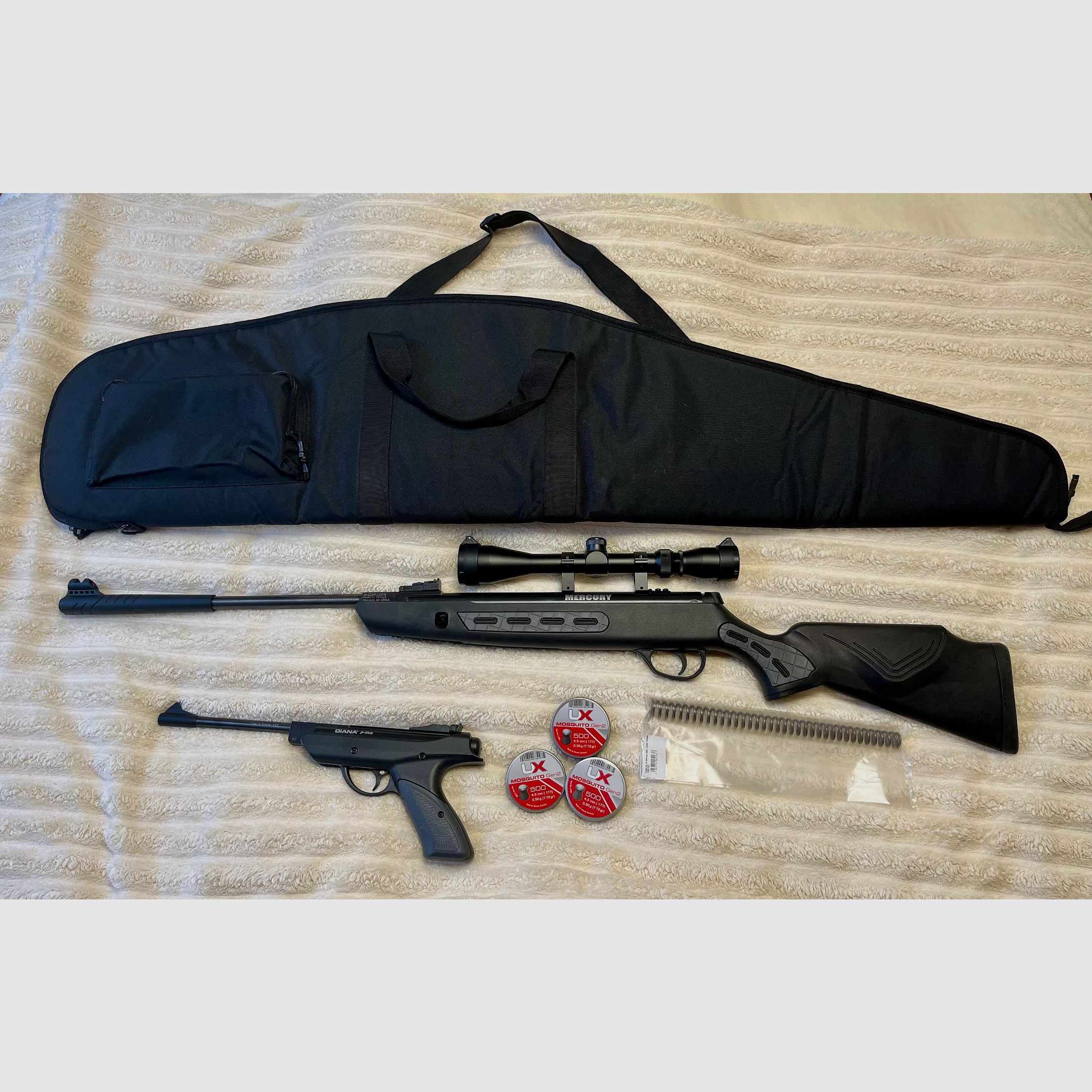 Air rifle Mercury and air pistol Diana with accessories NEW