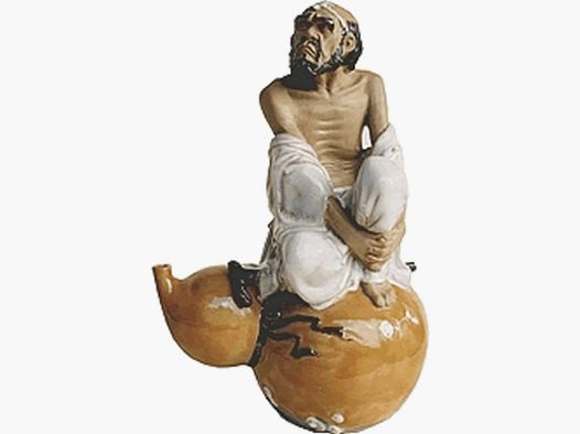 Man sitting on jug