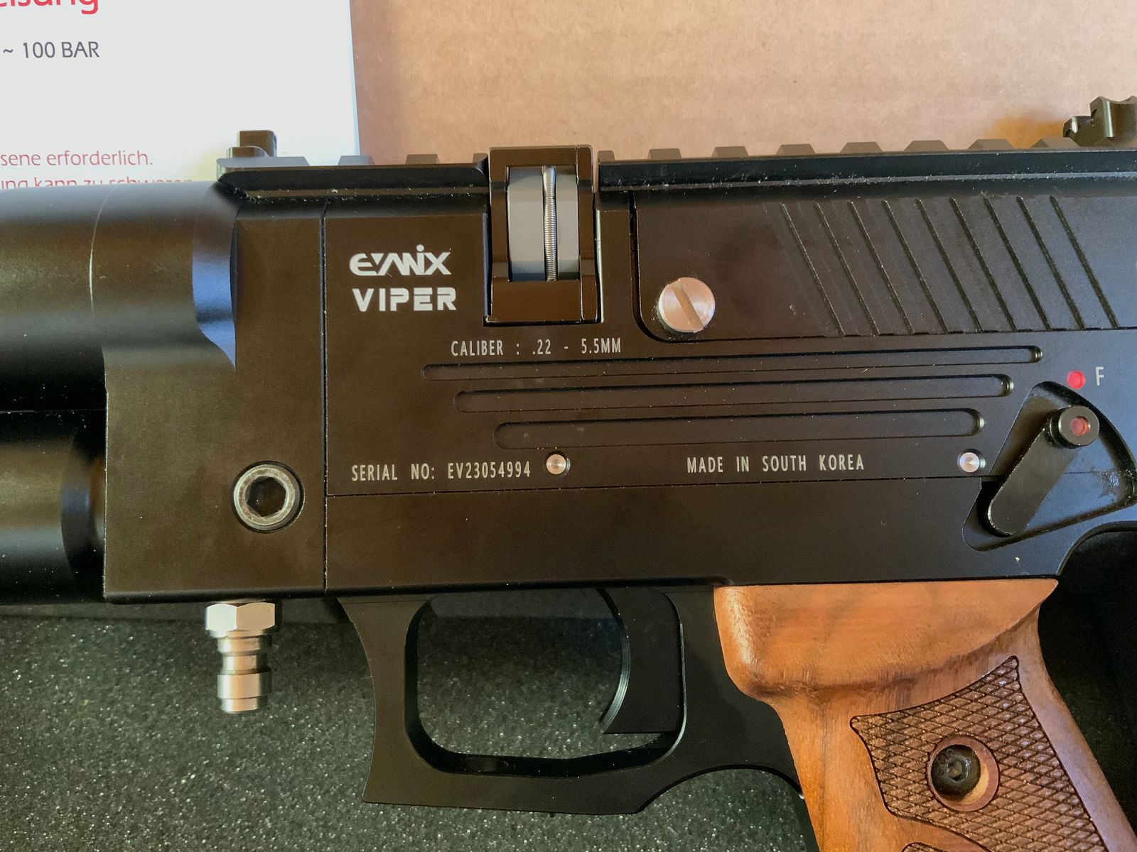 Pistolet à air comprimé PCP Evanix Viper Cal. 22 F Série