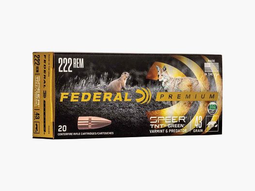 .222 Rem. Speer TNT Green HP 43 grs. Federal Ammunition