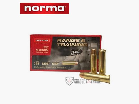50 cartucce NORMA Range & Training Cal. 357 Mag 157gr FMJ FP