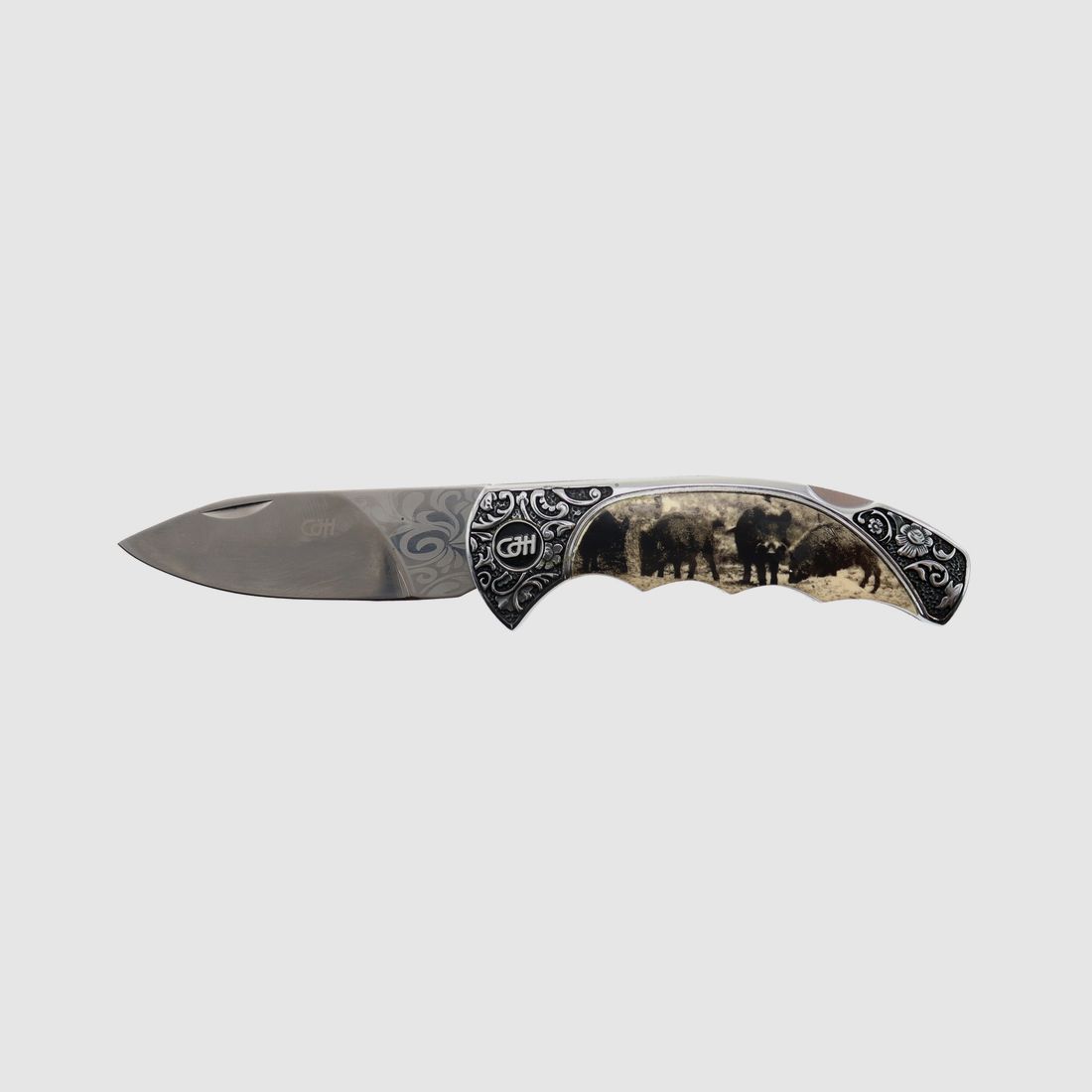 Cuchillo Herbertz con motivo de jabalí Solingen Mirror