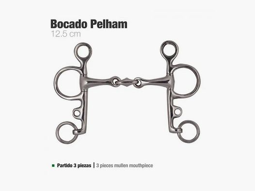 BOCADO PELHAM PARTIDO 3 PIEZAS L44 12,5CM