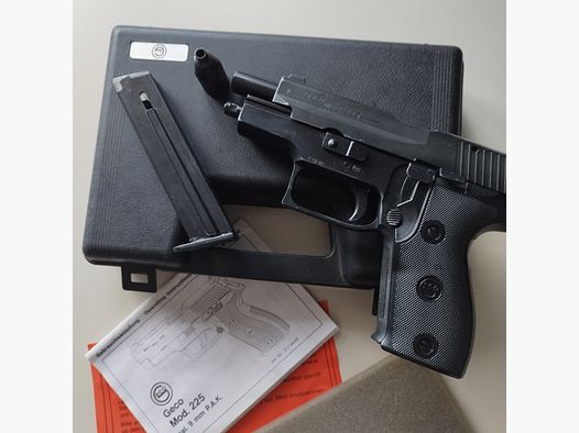 Geco Mod. 225 - 9mm P.A.K. -  SRS Pistole mit Box PTB