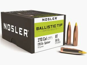 Proiettile Nosler .270/.277 Ballistic Tip 170GR parziale giacca Tipped Boat Tail 50 pezzi