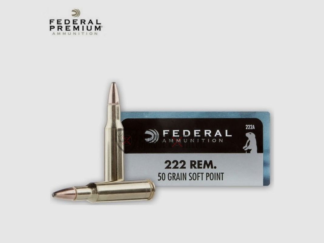 20 Patronen FEDERAL Kal. 222 Rem 50 Gr Soft Point