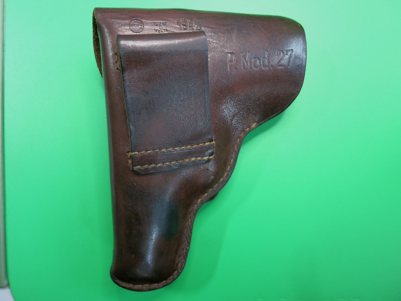 Gürtelholster Brünner Pistole Modell 27 / CZ27 / P27 Pistolentasche 1942 - Original WK2 WaA76