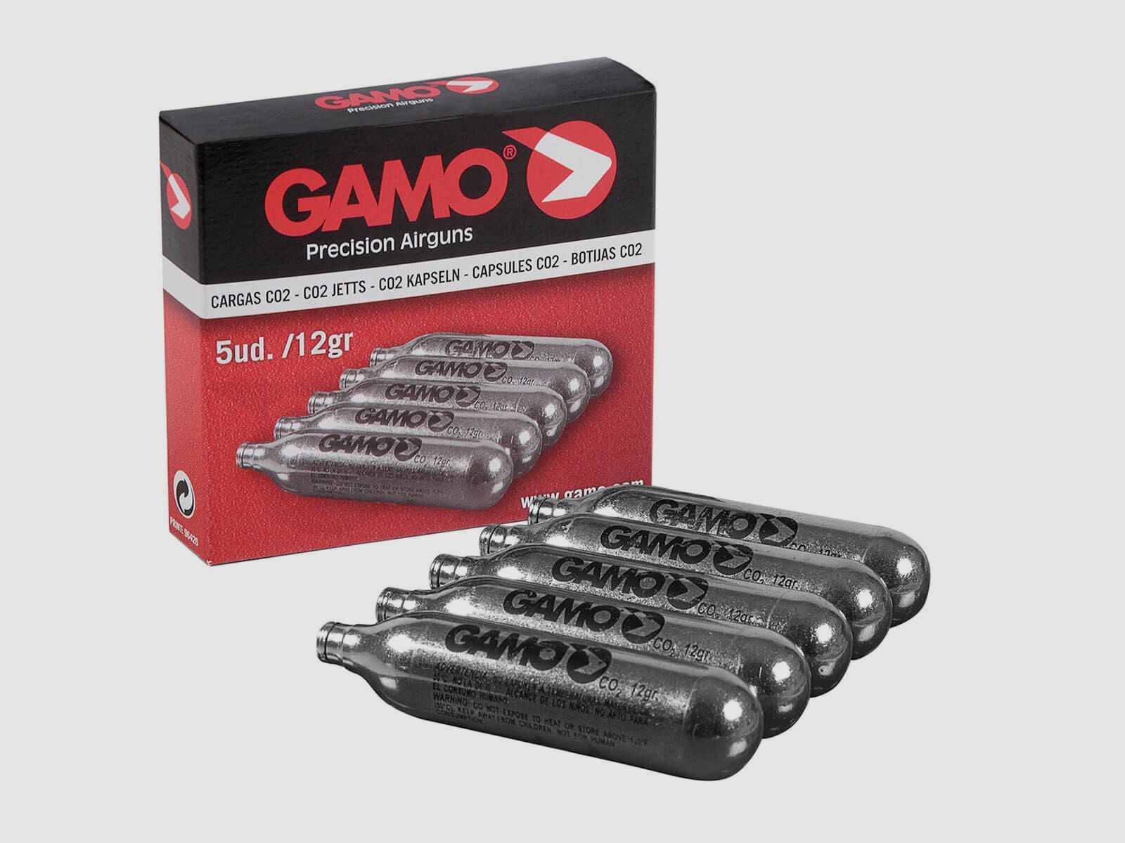 Karton mit 5 CO2-Patronen GAMO von 12 g