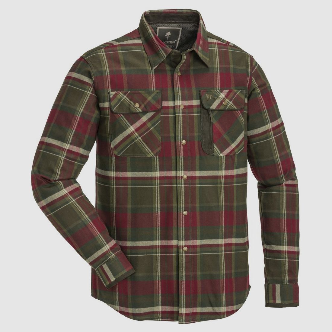 Pinewood Cornwall Flanell Hemd Größe: XL, Farbe: grün / burgund