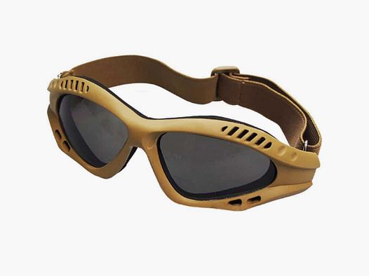 DELTA SIX FlexProtect Airsoft Schutzbrille (desert / tan - Smoke Glas)