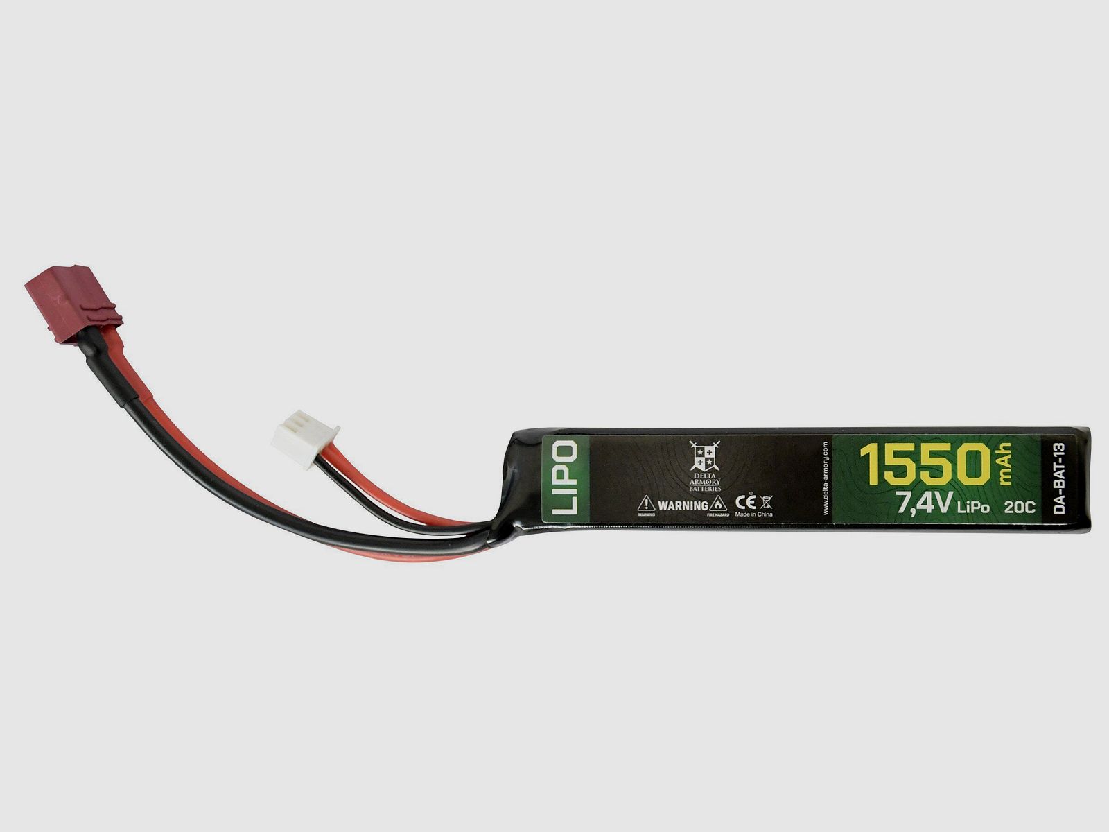 LiPo 7.4V / 1550mAh 20C T-Plug (Stock Type) | Delta Armory