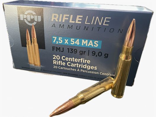 PPU GEWEERPATRONEN - 7,5x54 MAS - FMJ - 139GRS. / 9,0 G. - 20 STUKS