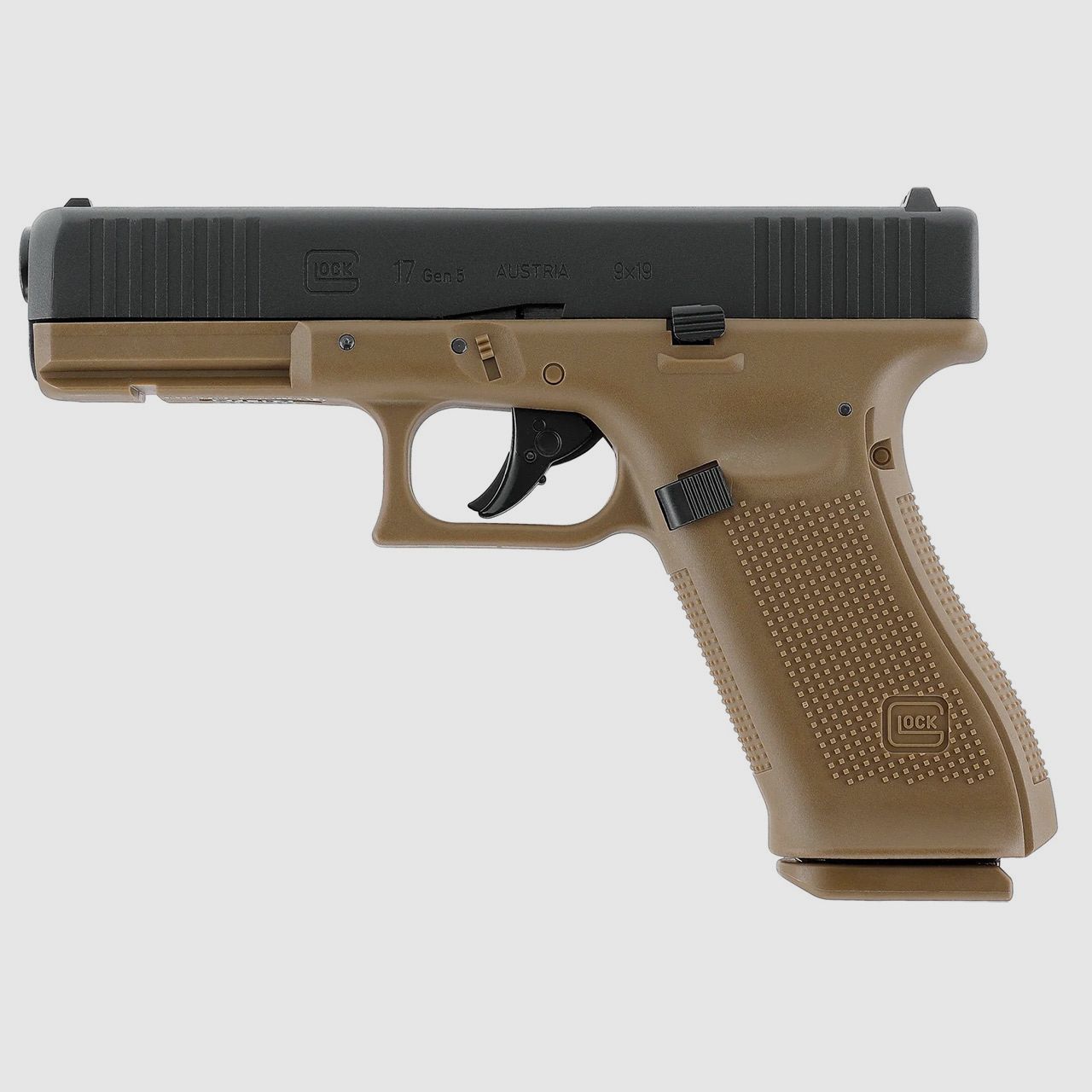 CO2 Softair Pistole Glock 17 Gen5 Coyote Blow Back Metallschlitten Kaliber 6 mm BB (P18)