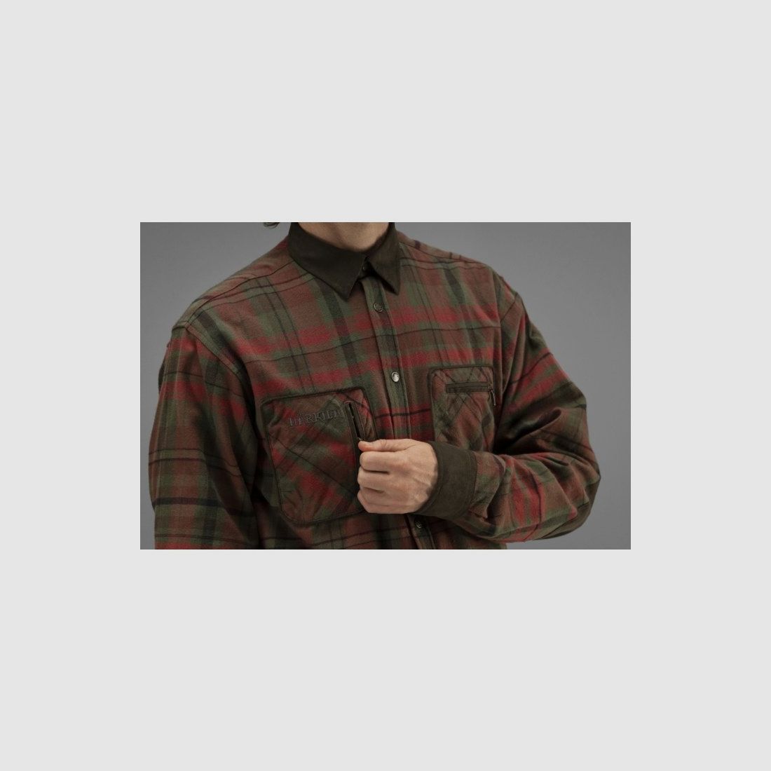 Härkila Pajala herenhemd, warm flanellen overhemd – Red autumn check (140102055), afbeelding 3 van 8