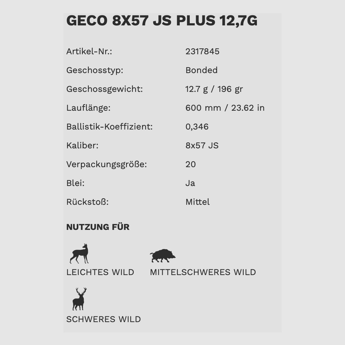 Geco 2317845 8x57 IS Plus TLM bonded 12,7g 196grs.
