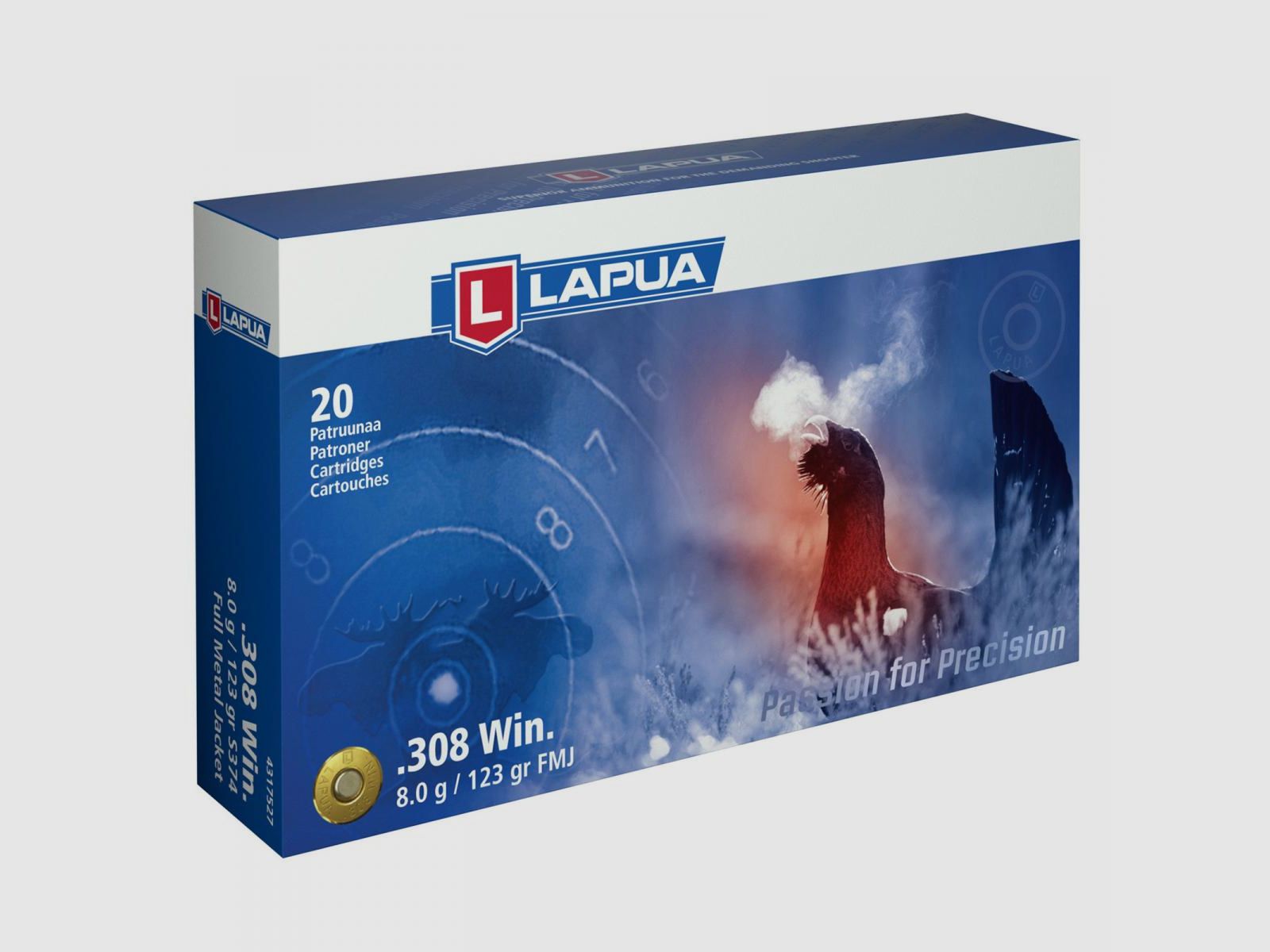 Lapua .308 Win. 123GR FMJ 20 Patronen