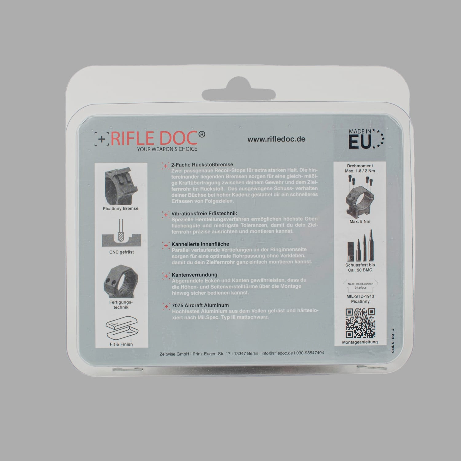 Zielfernrohrmontage Ø34mm Höhe 8mm