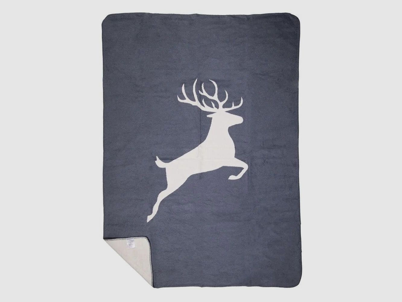 LivingActive Decke springender Hirsch dunkelgrau