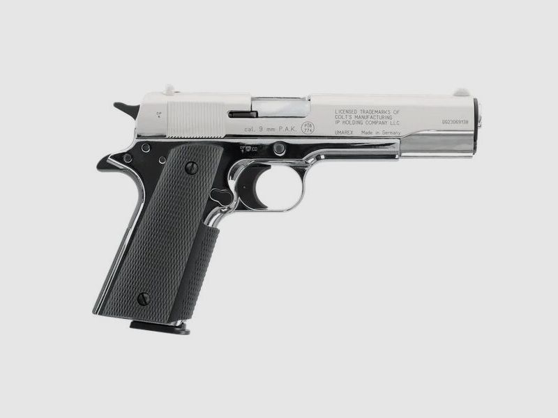 Schreckschusspistole , Colt Government 1911 A1, 9mm P.A.K., chrom