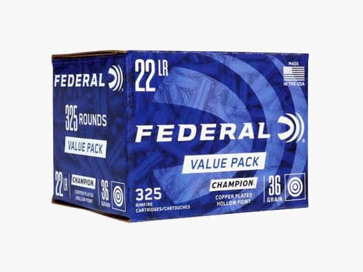 FEDERAL .22 LR CPHP copper-plated hollow point 36gr 325 pcs.