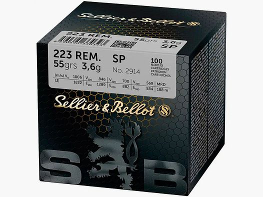 Sellier & Bellot SP 3.6g/55grs at 100 .223 Rem.