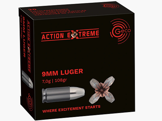 9 mm Luger Acción Extrema 7,0g/108grs. Geco