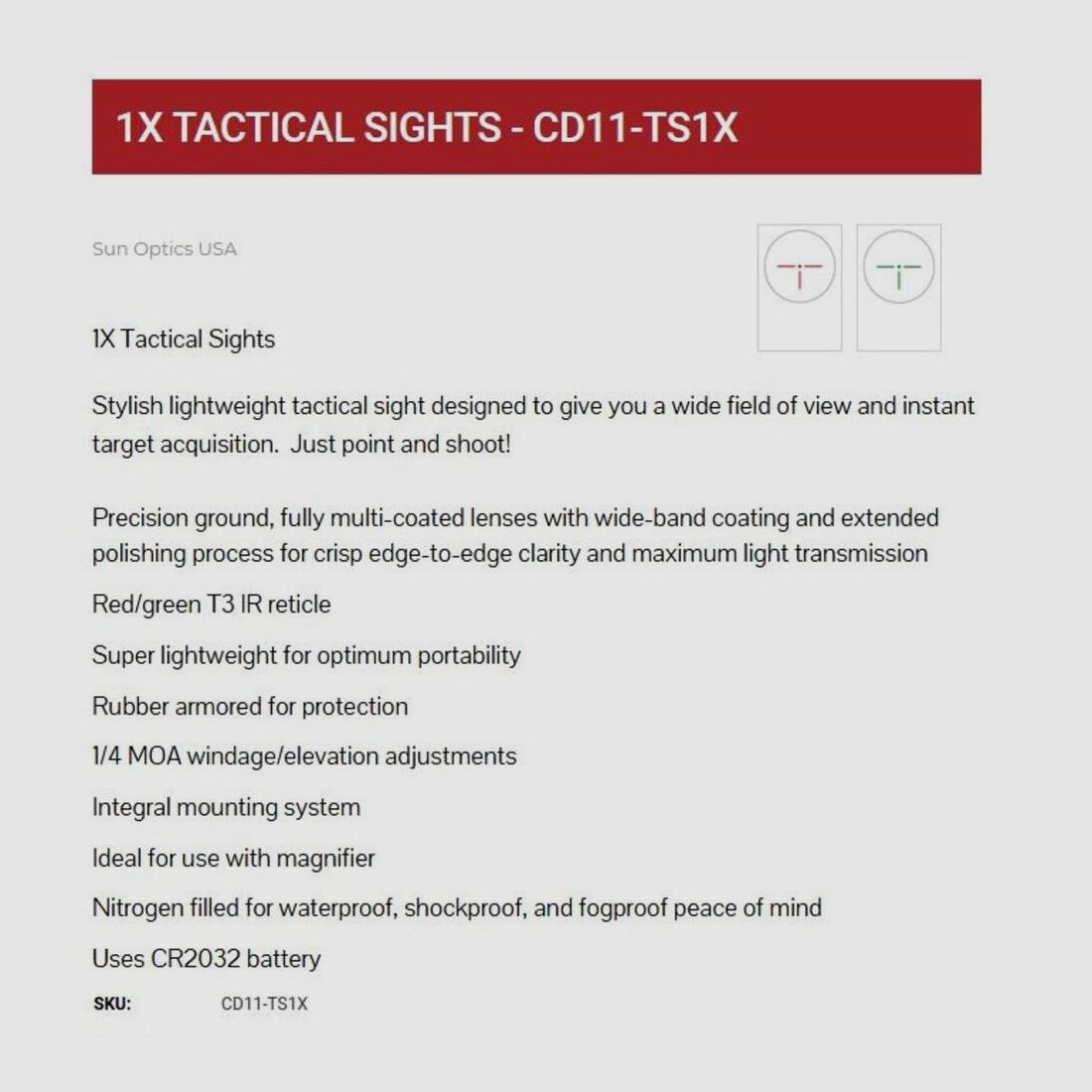 Sun Optics USA IR-Dot 1x36 T3 rot/grün Tac