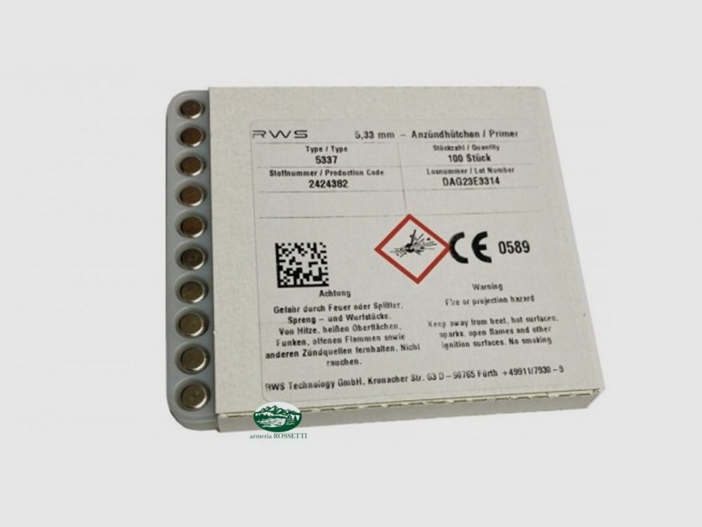 RWS amorces 5333 Large Rifle Magnum - boîte de 100 pcs.