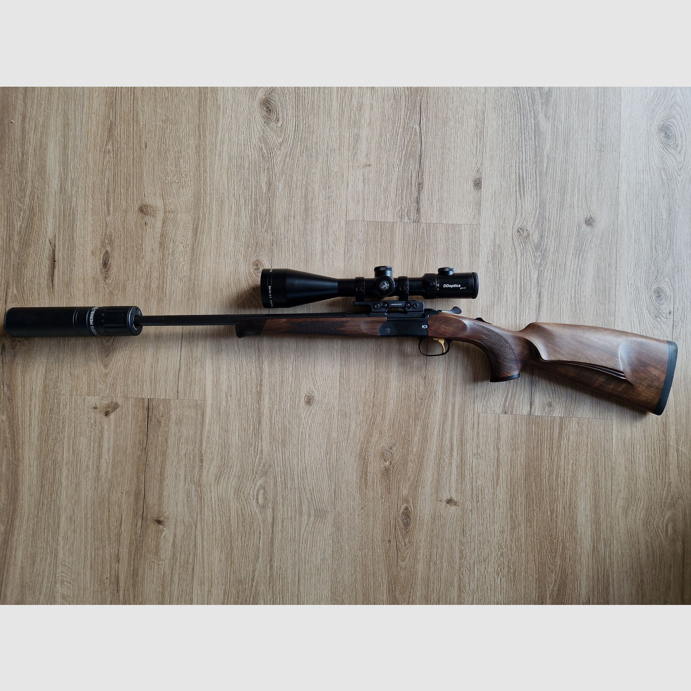 Offerta completa Merkel K5 Extreme calibro .308 Win (ottica inclusa montaggio, silenziatore, custodia per fucile e cinghia per fucile)