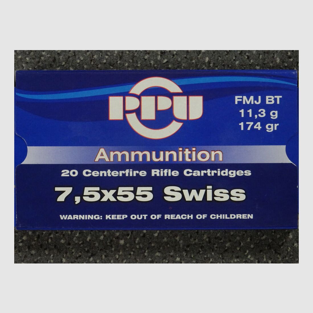 PPU AMMUNITION 7.5x55 SWISS FMJ BT 11.3 g